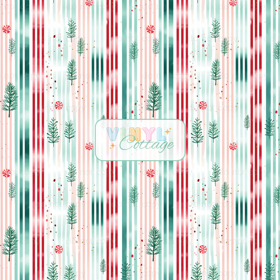 Christmas Pines and Stripes ~ 1324