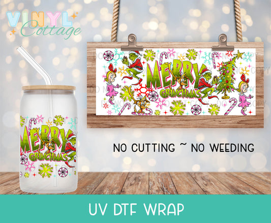 141V ~  UV DTF Wrap ~ Merry and Green