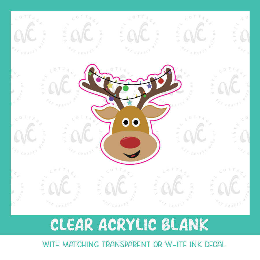 AD24 ~ Reindeer with Lights ~ Acrylic Decal Set