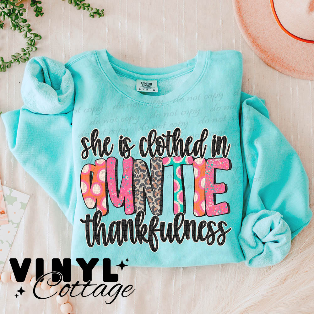 Auntie ~ She Is Clothed In Thankfulness ~ DTF Transfer