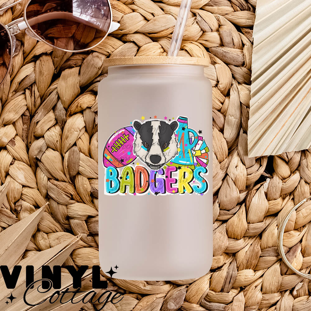 Bright Mascots ~ Badgers ~ UV DTF DECAL