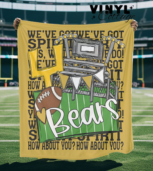 We've Got Spirit Blanket ~ Bears ~ Black and Gold