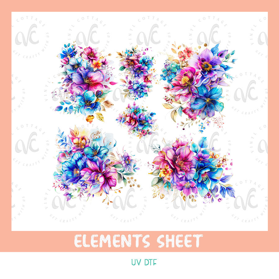 EL56 ~ Tropical Clusters ~ UV DTF Element Sheet