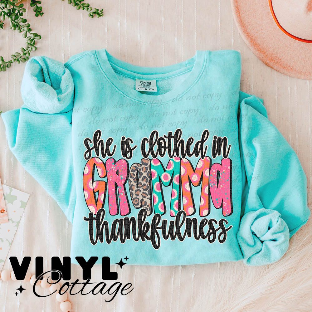 Gramma ~ She Is Clothed In Thankfulness ~ DTF Transfer