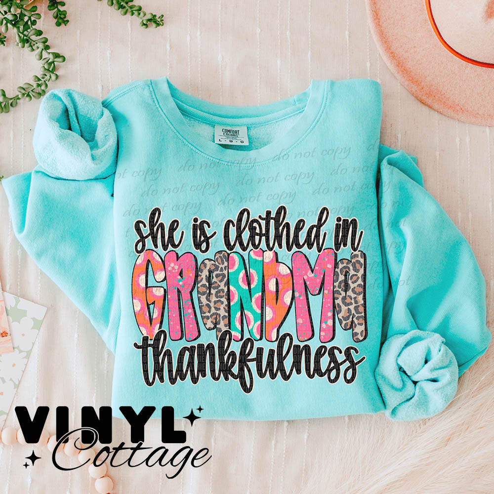 Grandma ~ She Is Clothed In Thankfulness ~ DTF Transfer