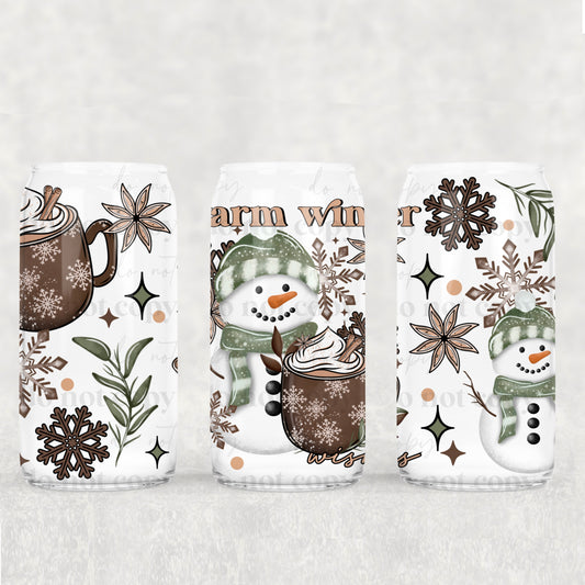 146UV ~  UV DTF Wrap ~ Warm Winter Wishes Snowman