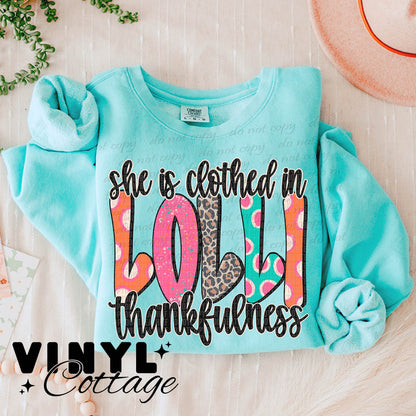 Lolli ~ She Is Clothed In Thankfulness ~ DTF Transfer