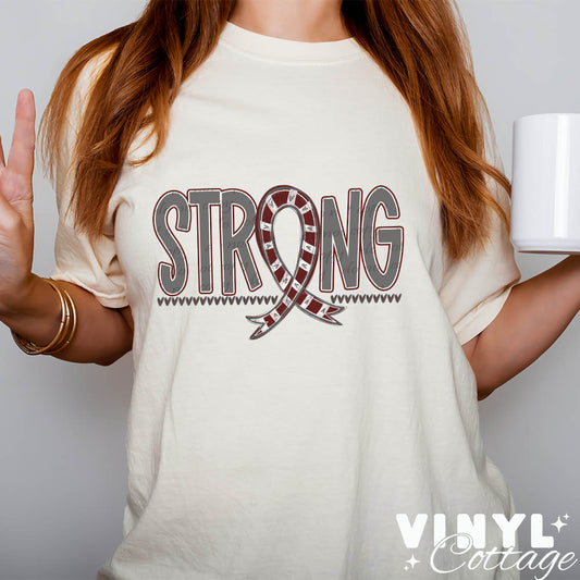 Strong Ribbon ~ Maroon ~ DTF Transfer