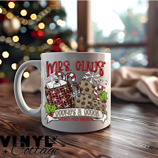 Mrs. Claus Cookies And Cocoa ~ UV DTF DECAL