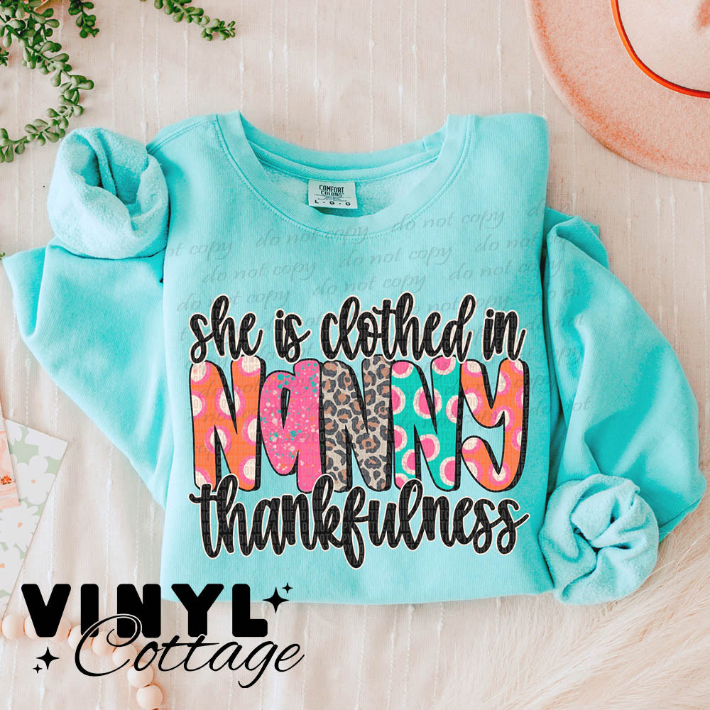 Nanny ~ She Is Clothed In Thankfulness ~ DTF Transfer