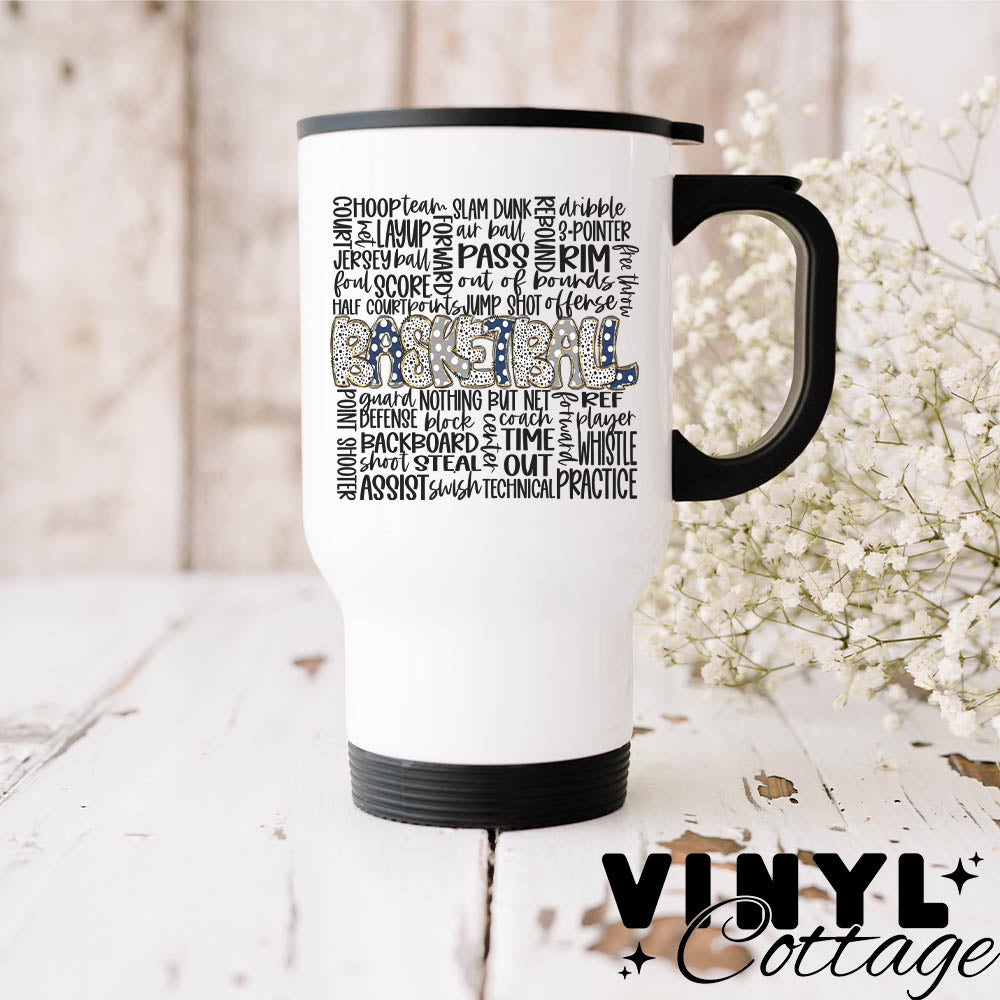 Basketball Doodle ~ Navy Blue & Grey ~ UV DTF DECAL