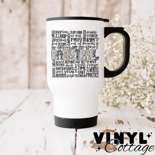 Basketball Doodle ~ Navy Blue & Grey ~ UV DTF DECAL