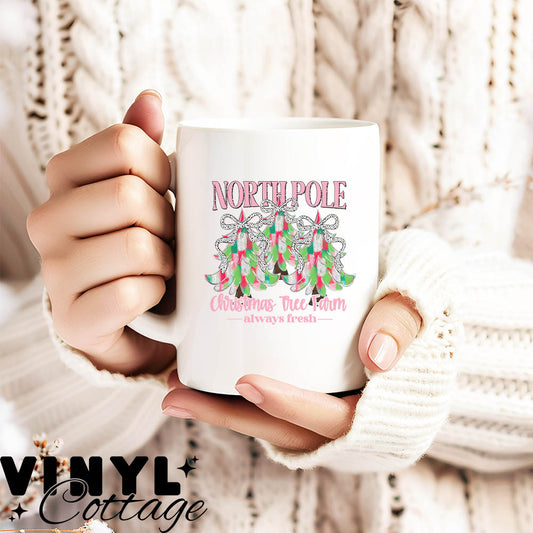 North Pole Trees Pink ~ UV DTF DECAL