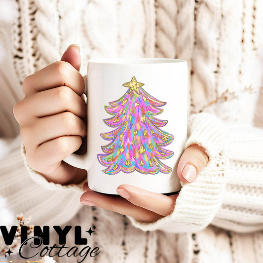 Pink Brush Stroke Tree ~ UV DTF DECAL