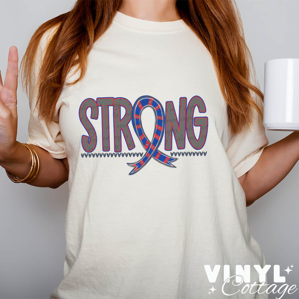 Strong Ribbon ~ Red and Royal Blue ~ DTF Transfer