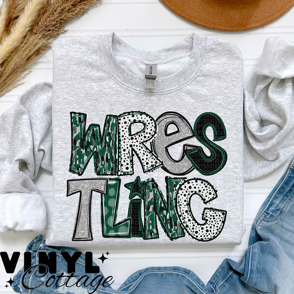 Wrestling ~ Dark Green ~ DTF Transfer