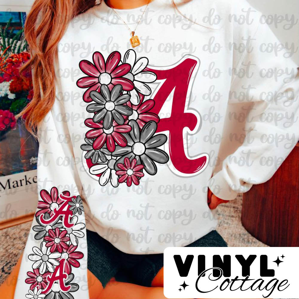 Floral Alabama ~ Front Design Only ~ DTF Transfer