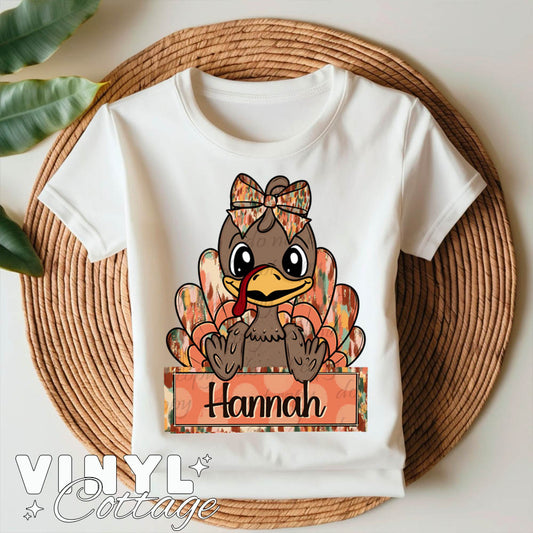 Girl Turkey Nameplate ~ DTF Transfer