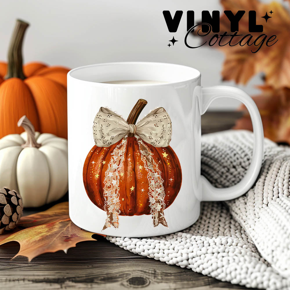 Lace Coquette Pumpkin ~ UV DTF DECAL