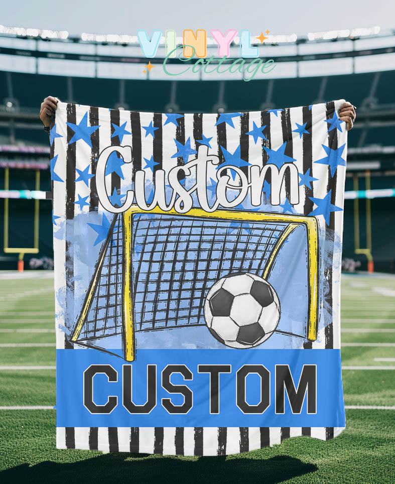 Soccer Blanket ~ Light Blue