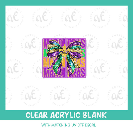 AD122 ~ Mardi Gras Stacked Bow ~ Acrylic + UV DTF Decal Set