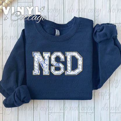 Blue Toile Northside Sweatshirt with Side Bows