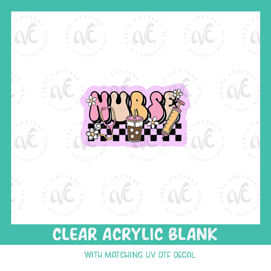 AD118 ~ Nurse Iced Coffee ~ Acrylic + UV DTF Decal Set