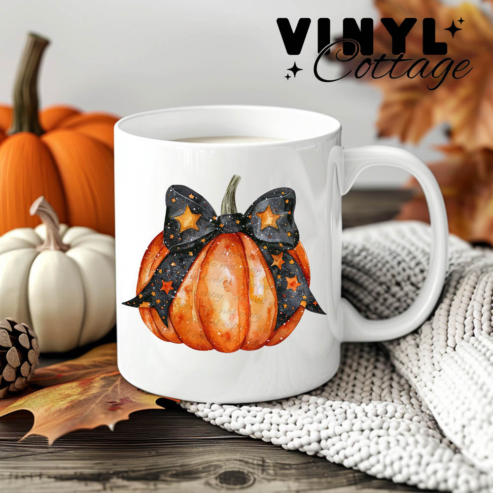 Orange Star Coquette Pumpkin ~ UV DTF DECAL