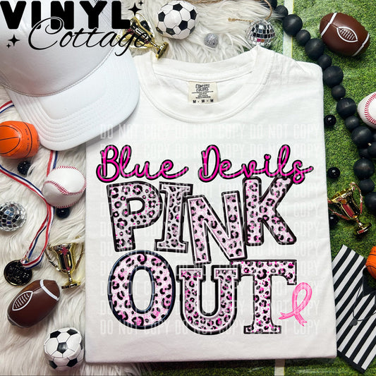 Pink Out ~ Blue Devils~ DTF Transfer