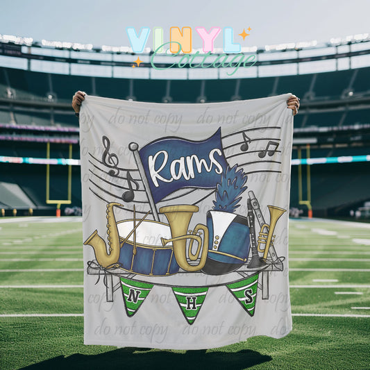 Marching Band Blanket ~ Rams ~ Navy and Gray