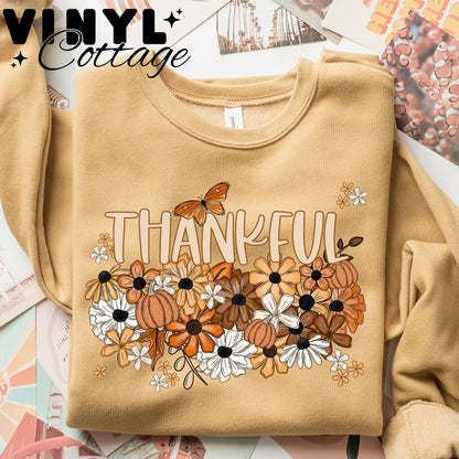 Thankful Fall Flowers ~ DTF Transfer