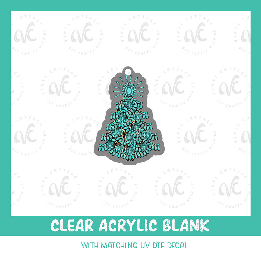 AD106 ~ Turquoise Christmas Tree ~ Acrylic + UV DTF Decal Set