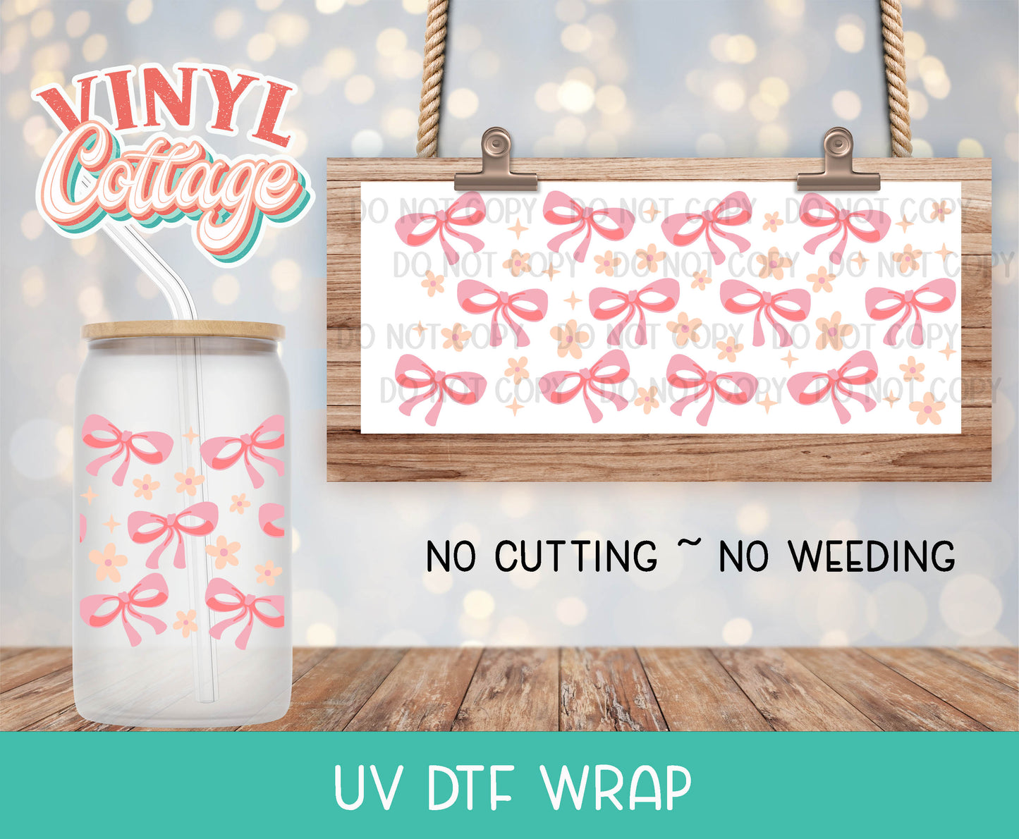 99UV ~  UV DTF Wrap ~ Bows and Daisies