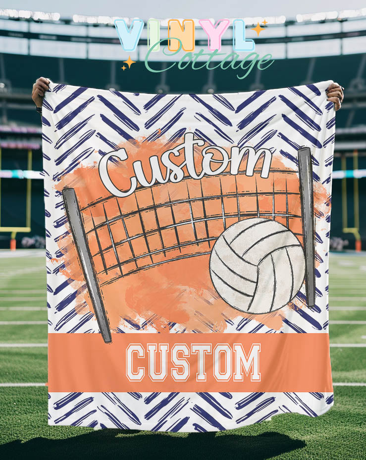 Volleyball Blanket ~ Navy and Orange