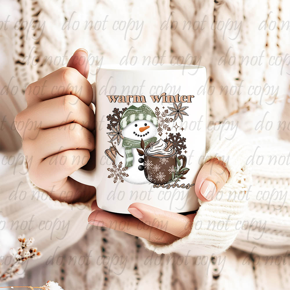 Warm Winter Wishes Snowman ~ UV DTF DECAL