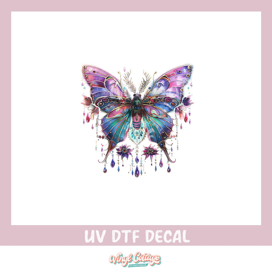 WC454 ~ Jeweled Butterfly Purple ~ UV DTF Decal