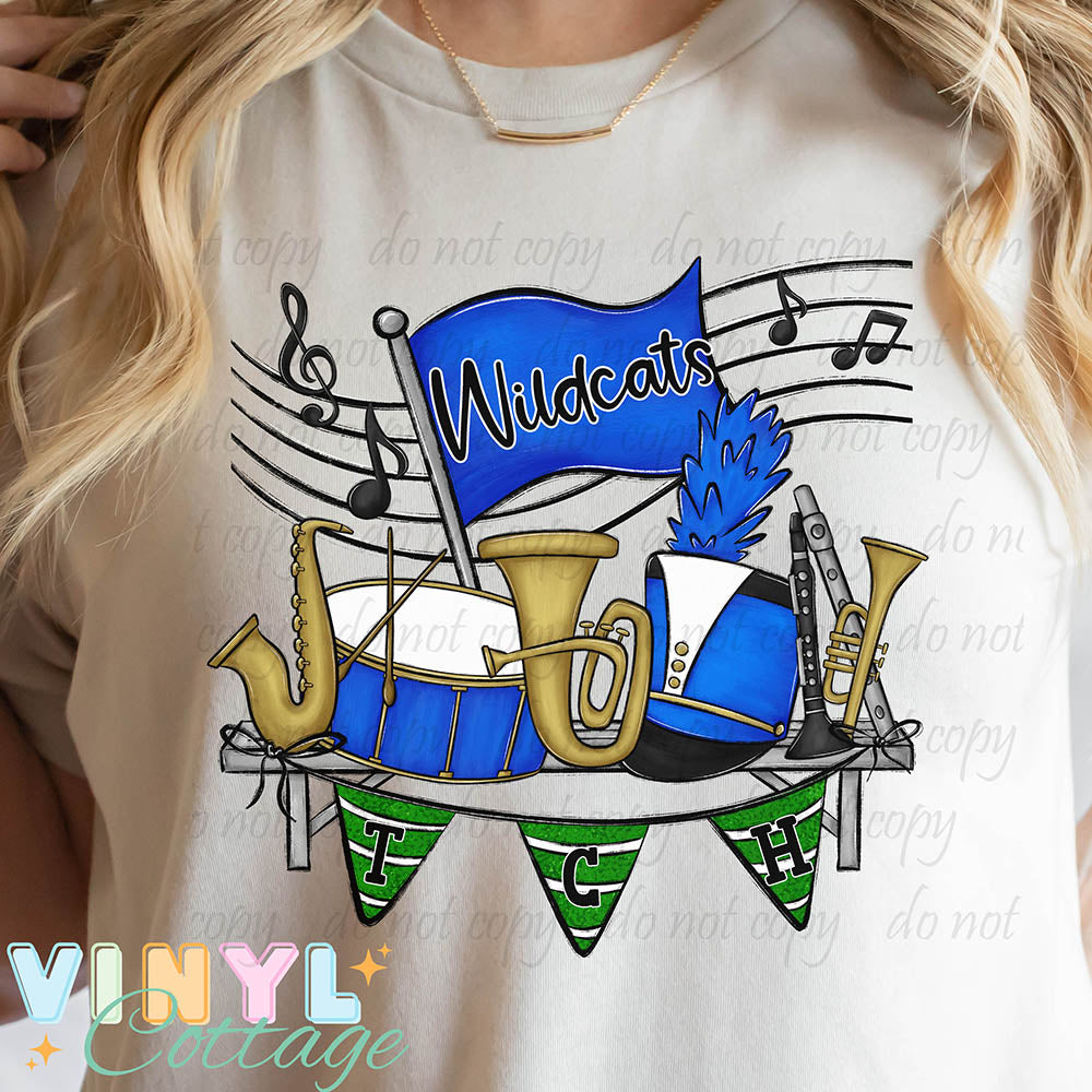 Wildcats Adult Tee ~ Marching Band Flag ~ Tuscaloosa County High