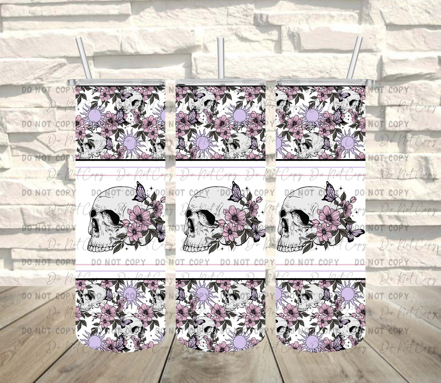 Floral Skellies ~ Tumbler Wrap ~ TW09