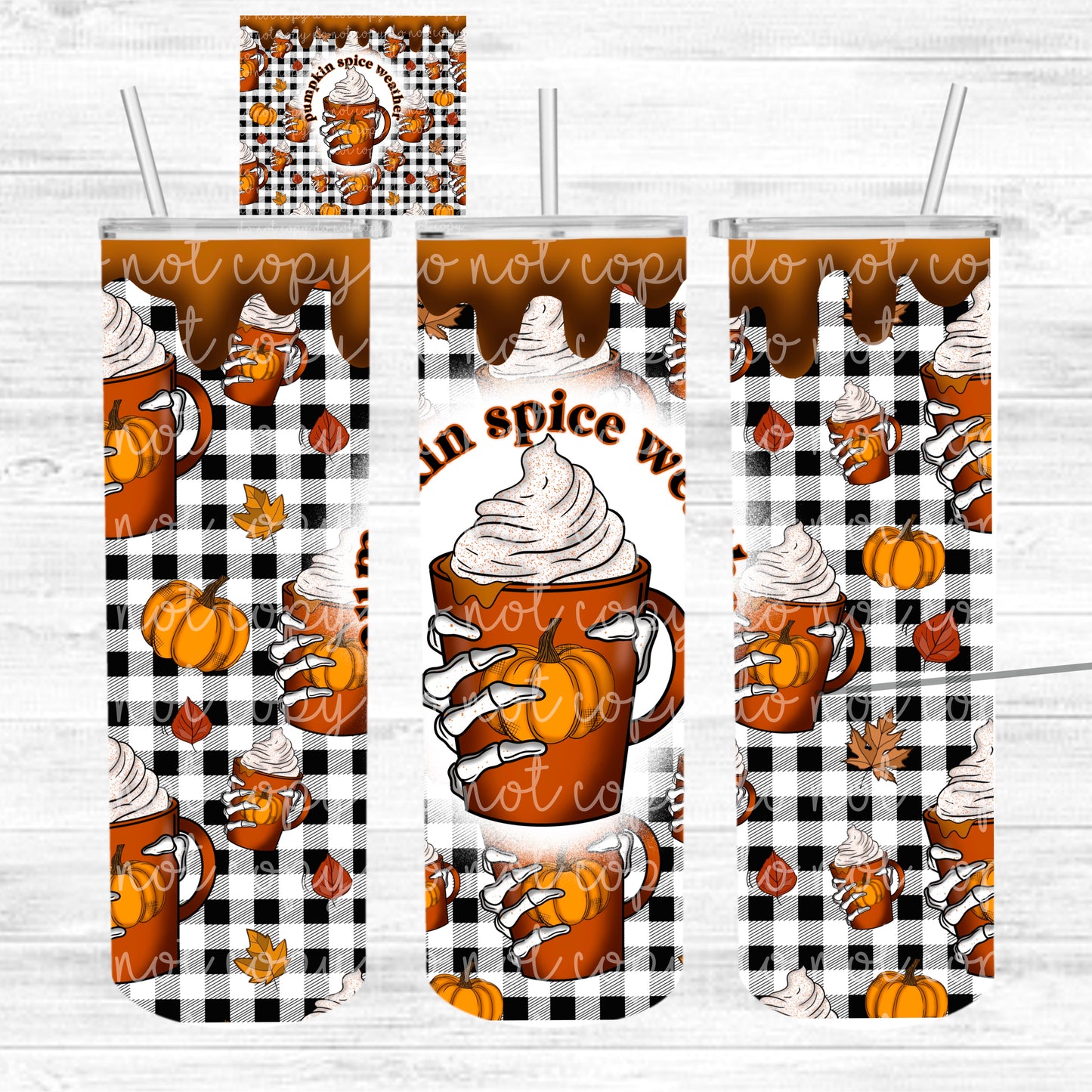 Pumpkin Spice Weather Tumbler Wrap