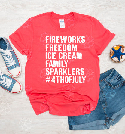 Fireworks Freedom Ice Cream Family Sparklers #4thofJuly SCREEN PRINT TRANSFER